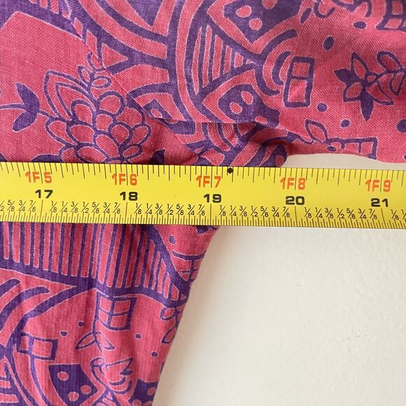 Vintage 70s Ruffle Collar Boho Prairie Dress Purple Batik Print Sheer Hippie - Picture 11 of 11